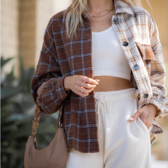 NWT AMARYLLIS | Plaid Contrast Shacket - Picture 2 of 8